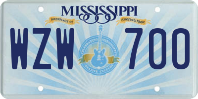 MS license plate WZW700