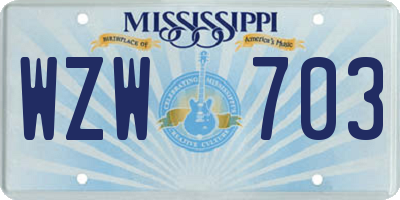 MS license plate WZW703