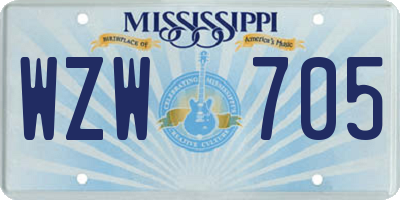 MS license plate WZW705