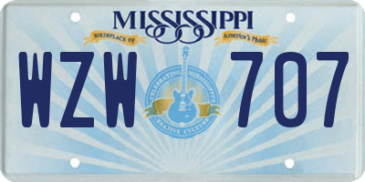 MS license plate WZW707