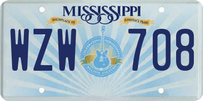 MS license plate WZW708