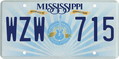 MS license plate WZW715