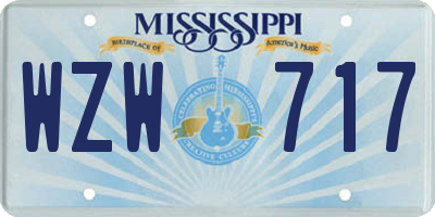 MS license plate WZW717