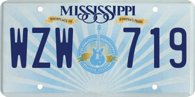 MS license plate WZW719