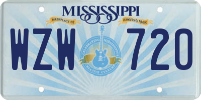 MS license plate WZW720