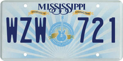 MS license plate WZW721