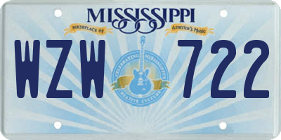 MS license plate WZW722
