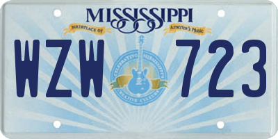 MS license plate WZW723