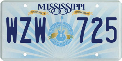 MS license plate WZW725