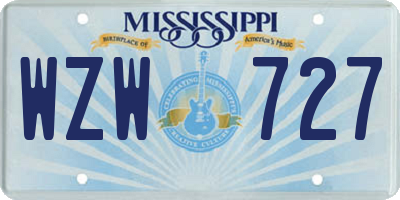 MS license plate WZW727