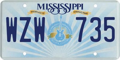 MS license plate WZW735