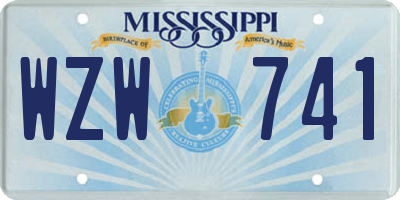 MS license plate WZW741