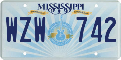 MS license plate WZW742