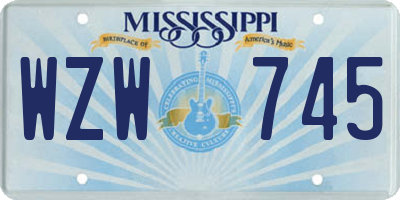 MS license plate WZW745