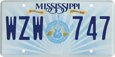 MS license plate WZW747