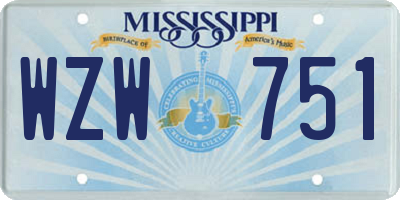 MS license plate WZW751