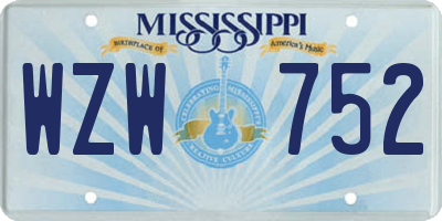 MS license plate WZW752