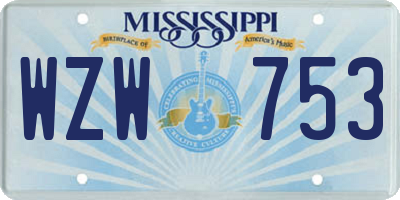 MS license plate WZW753