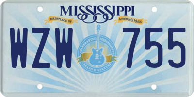 MS license plate WZW755