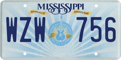 MS license plate WZW756