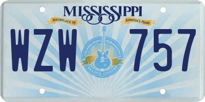 MS license plate WZW757