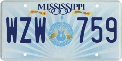 MS license plate WZW759
