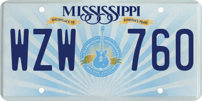 MS license plate WZW760