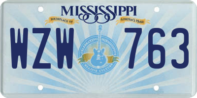 MS license plate WZW763