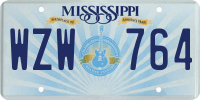 MS license plate WZW764
