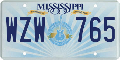 MS license plate WZW765