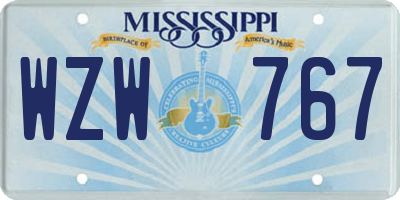 MS license plate WZW767