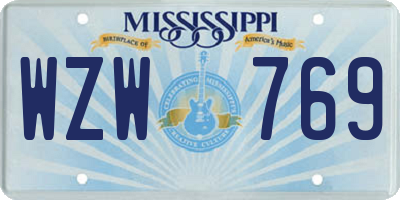 MS license plate WZW769