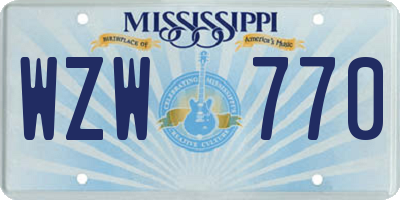 MS license plate WZW770