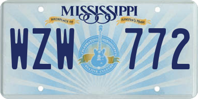 MS license plate WZW772