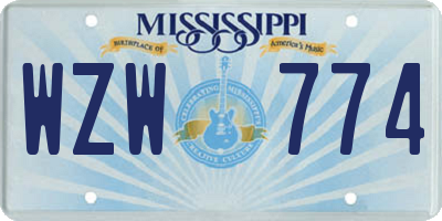 MS license plate WZW774