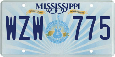 MS license plate WZW775