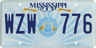 MS license plate WZW776