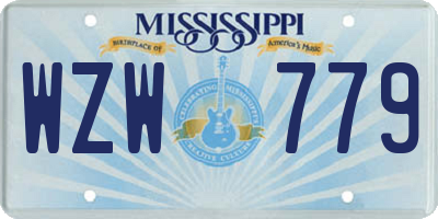 MS license plate WZW779