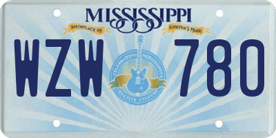 MS license plate WZW780