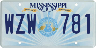 MS license plate WZW781