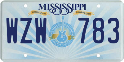 MS license plate WZW783