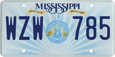 MS license plate WZW785