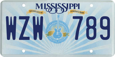 MS license plate WZW789