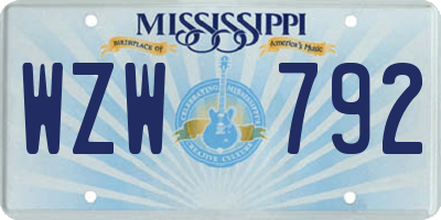 MS license plate WZW792