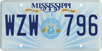 MS license plate WZW796