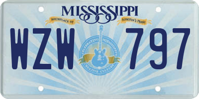 MS license plate WZW797
