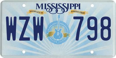 MS license plate WZW798