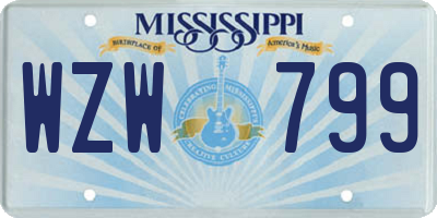 MS license plate WZW799