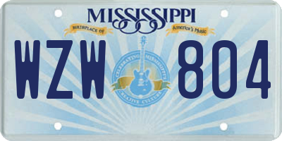 MS license plate WZW804