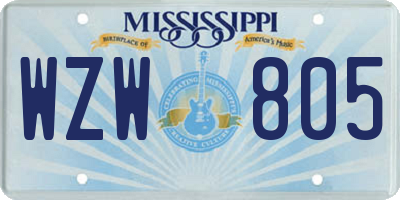 MS license plate WZW805